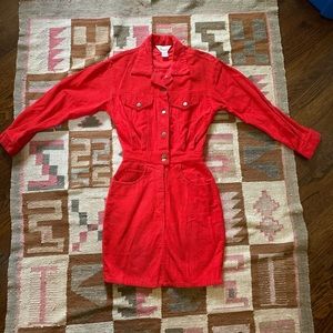 Super fun Cherry 🍒 red corduroy dress !
